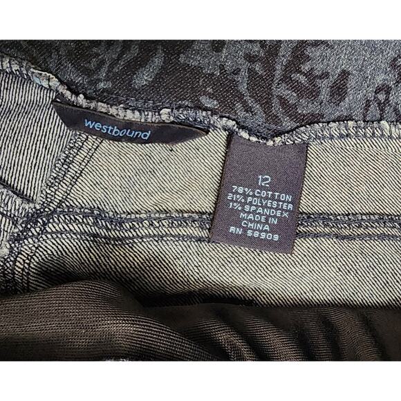 WESTBOUND Pull-On Floral Blue Denim Capri Jeans Size 12 - Picture 4 of 4